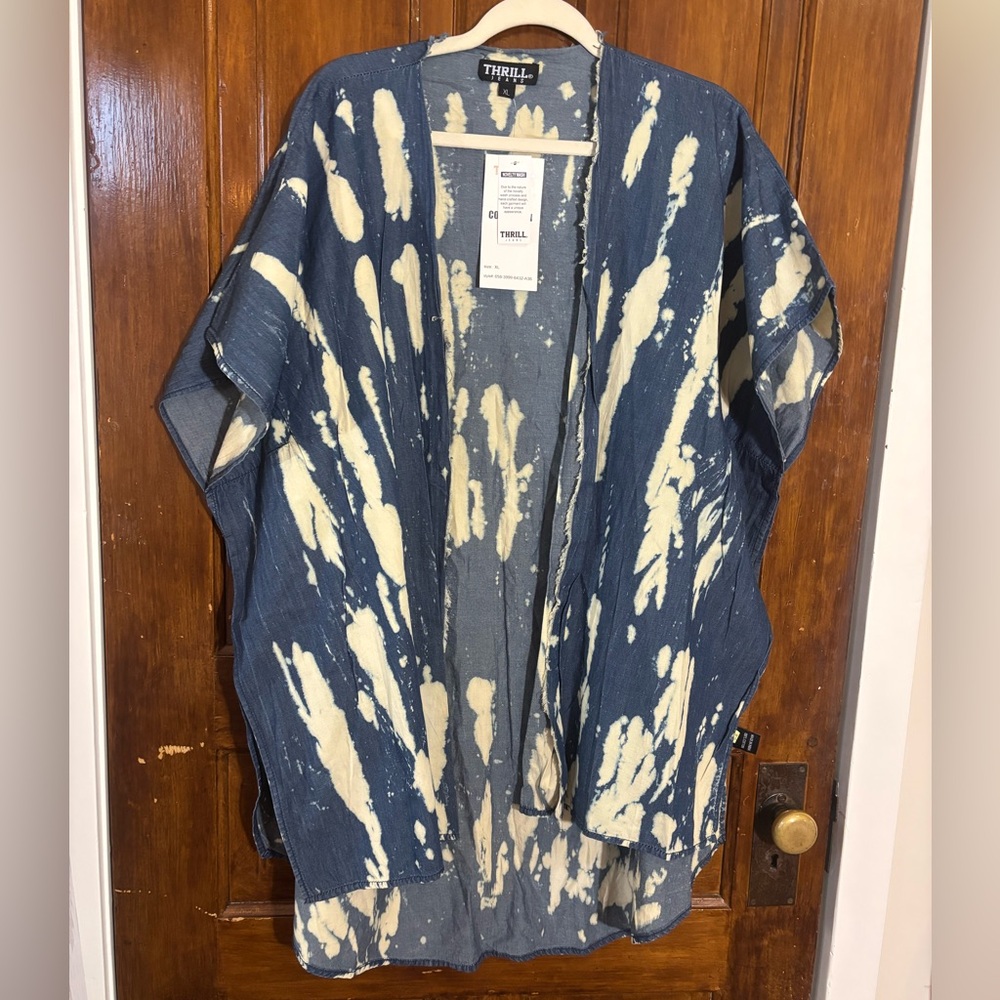 Denim Summer Acid Wash Cardigan Hand Dyed Unique